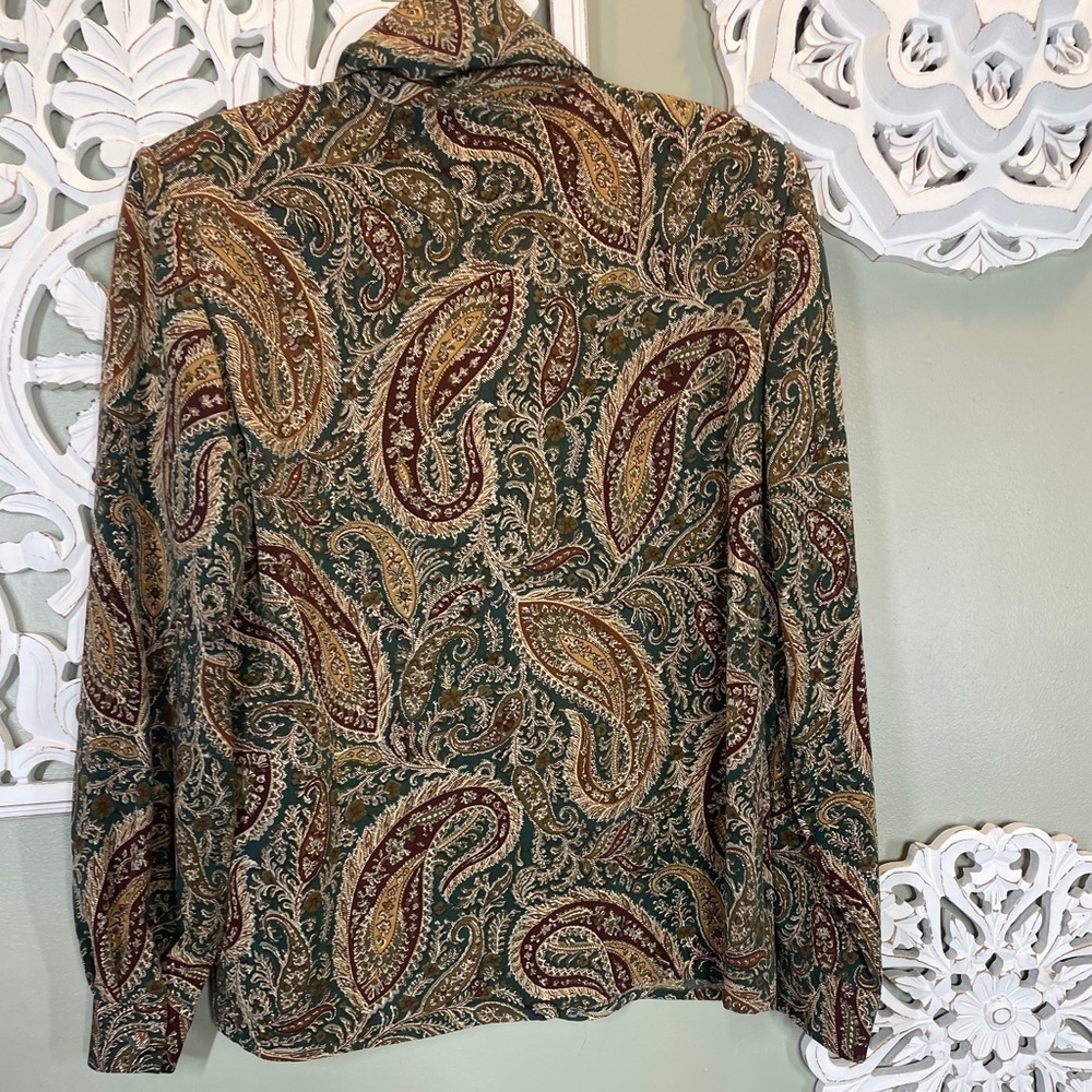 Vintage Alexandria Paisley Blouse Green Gold - Picture 6 of 9